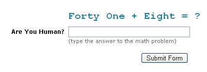 Primjer CAPTCHA sistema zasnovanog na aritmetičkom problemu 